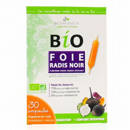 3 CHÊNES BIO FOIE radis noir et artichaut boite 30 ampoules