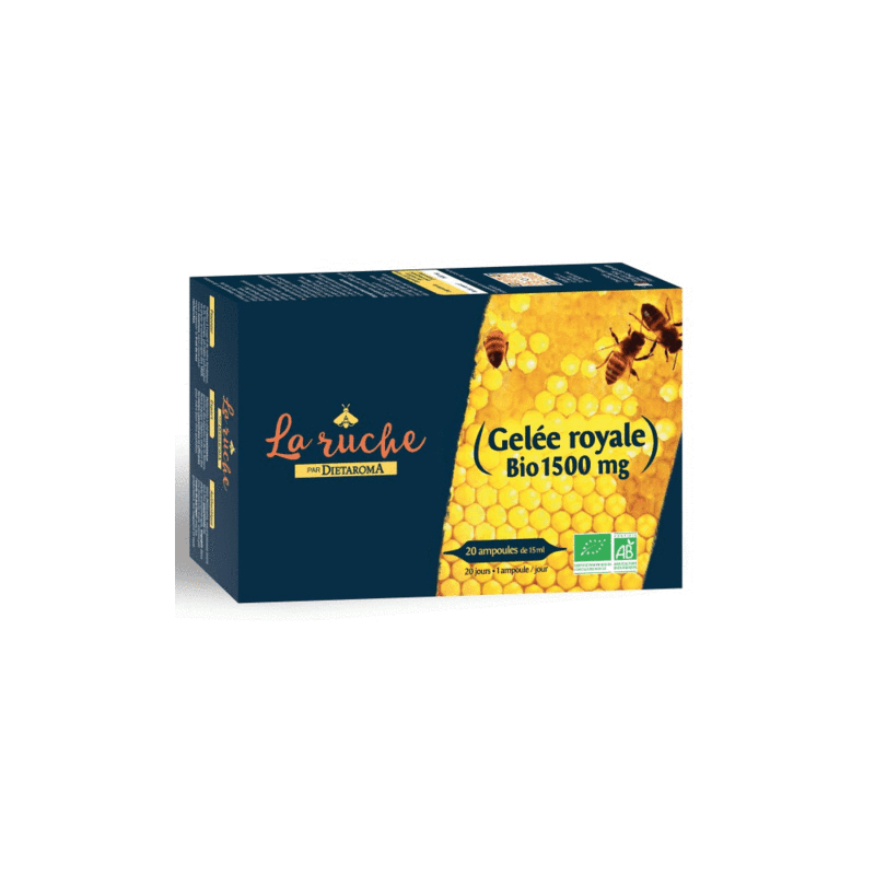 DIETAROMA LA RUCHE gelée royale 1500 mg BIO boite 20 amp