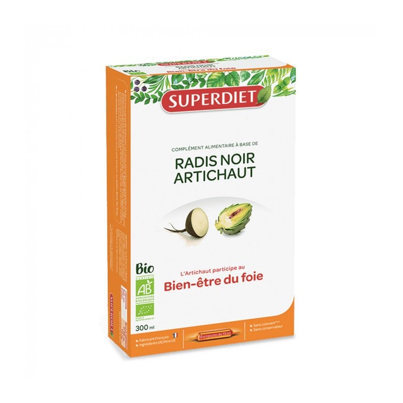 SUPER DIET RADIS NOIR ARTICHAUT Bio boite 20 ampoules