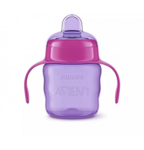 AVENT Tasse Mauve Avec Anses Rouge 6M+ Fille 200 ML