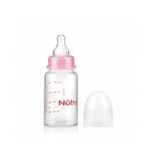 NUBY biberon en verre 120 ml + 0 mois ROSE