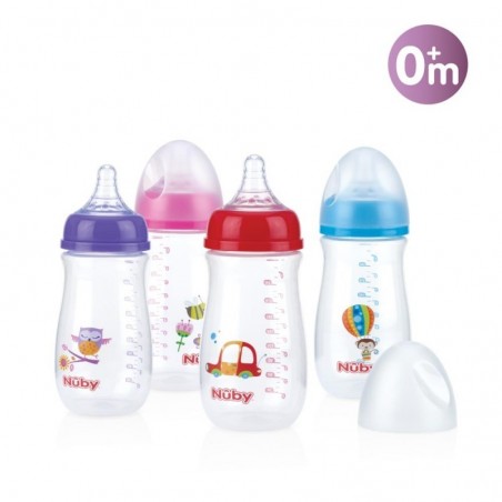 NUBY Biberon oval avec tétine anti-colique 270 ml +0 mois Réf : ID1242