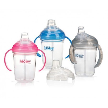 Nuby gobelet en tritan avec anses et bec souple 240ml + 6 mois Réf: NV0414014