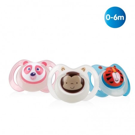 NUBY Sucette en silicone phosphorescente Ovale classique avec picots de massage 0-6 mois Réf: ID5877SFSN