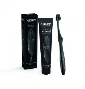 CURASEPT PACK LUXURY WHITENING dentifrice BLACK 75 ml + Brosse à Dent OFFERT