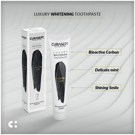 CURASEPT PACK LUXURY WHITENING dentifrice WHITE 75 ml + Brosse à Dent OFFERT
