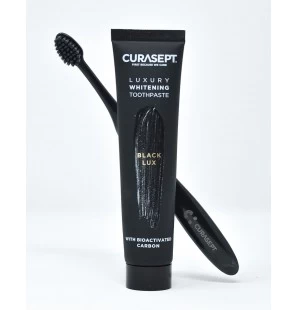 CURASEPT PACK LUXURY WHITENING dentifrice BLACK 75 ml + Brosse à Dent OFFERT