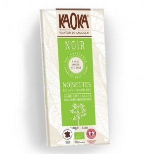 KAOKA tablette de chocolat noir au noisettes éclats caramilisés 61% 100g