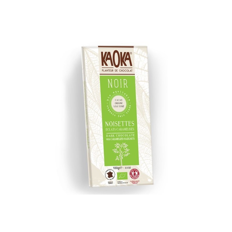 KAOKA tablette de chocolat noir au noisettes éclats caramilisés 61% 100g