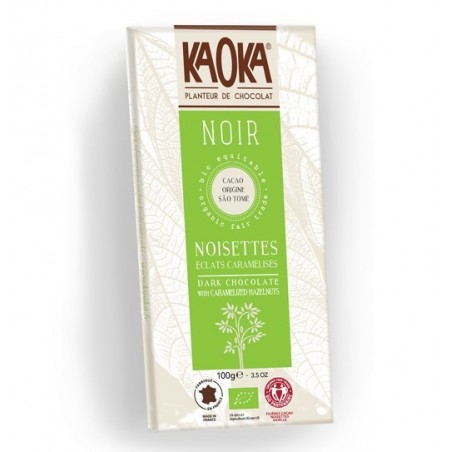 KAOKA tablette de chocolat noir au noisettes éclats caramilisés 61% 100g