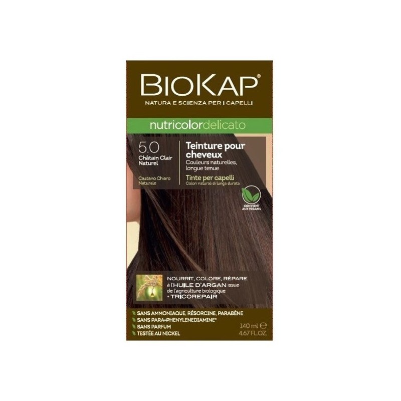 BIOKAP –  Biokap Nutricolor Delicato 5.0 Châtain Clair Naturel 140ml