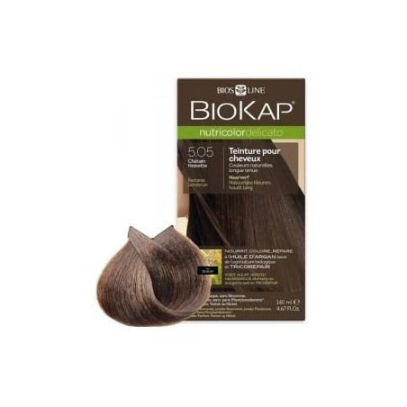 BIOKAP – Nutricolor Delicato 5.05 Châtain Noisette, 140 ml