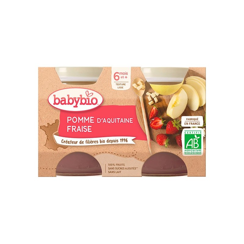 BABYBIO POMME & FRAISE Petits pots de fruits | 2 x 130 G