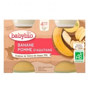 BABYBIO BANANE & POMME Petits pots de fruits | 2 x 130 G