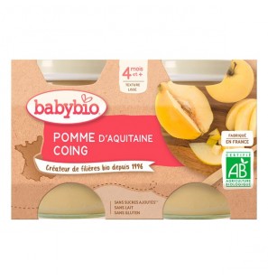 BABYBIO POMME & COING Petits pots de fruits | 2 x 130 G