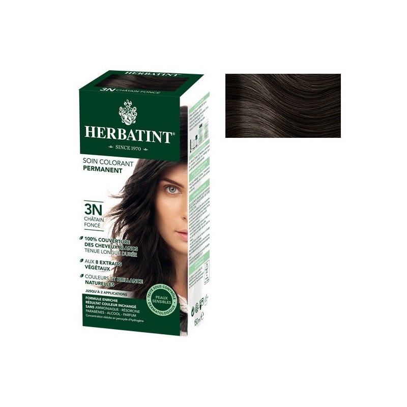 HERBATINT- Coloration Cheveux Naturelle 3N châtain foncé - 150ml - HERBATINT- Coloration Cheveux Naturelle 3N châtain foncé - 150ml -