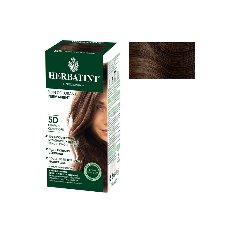 HERBATINT- Coloration Cheveux Naturelle 5D châtain claire doré - 150ml - HERBATINT- Coloration Cheveux Naturelle 5D châtain claire doré - 150ml -