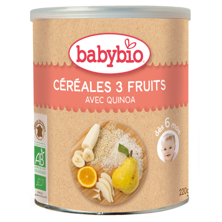 BABYBIO Céréales 3 fruits 220g – dès 8 mois