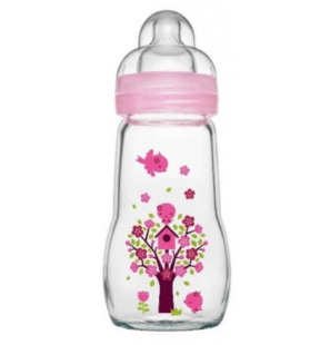 MAM Biberons en verre 0-6 mois 260ml rose