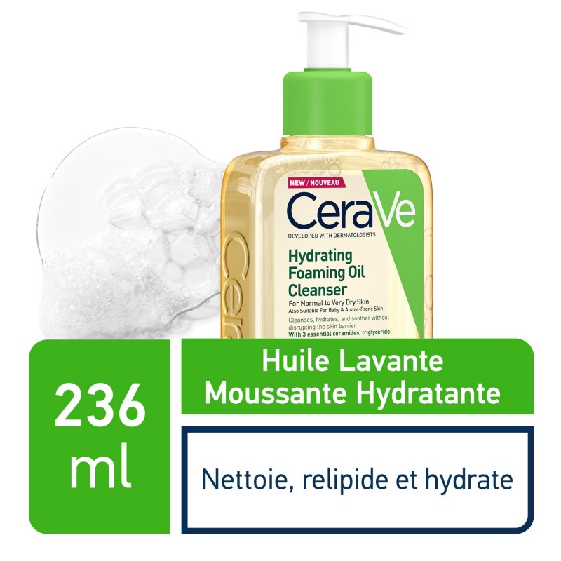 CeraVe Huile Lavante Moussante Hydratante Peau Très Sèche à Atopique | 236ml