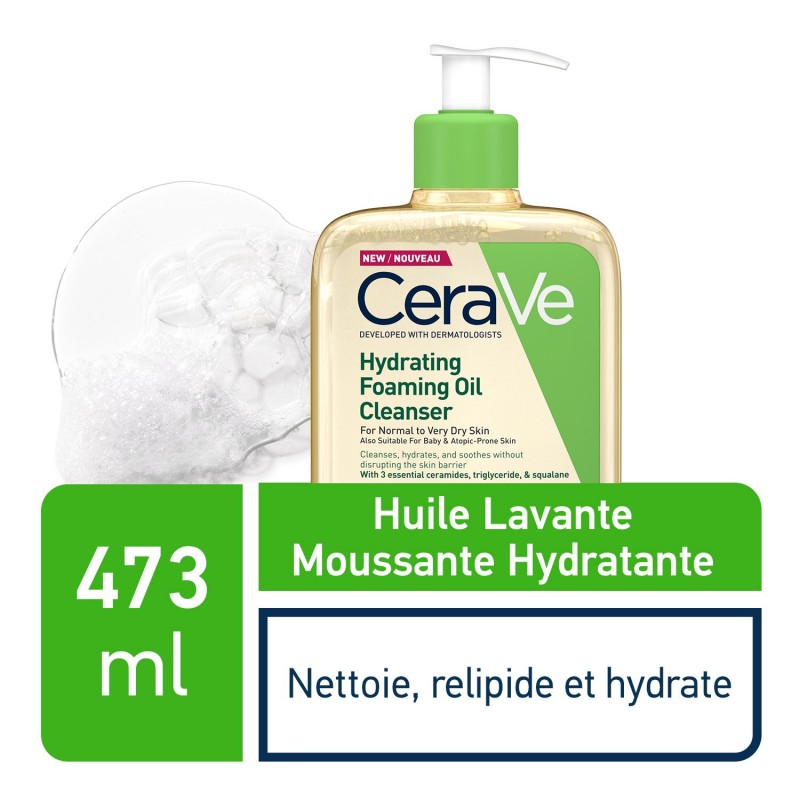 CeraVe Huile Lavante Moussante Hydratante Peau Très Sèche à Atopique | 473ml CeraVe Huile Lavante Moussante Hydratante Peau Très Sèche à Atopique | 473ml
