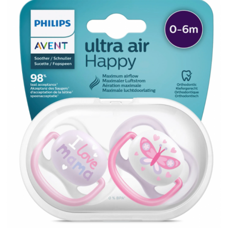 Avent philips Sucette Ultra Air Happy Sucettes 0-6 Mois fille