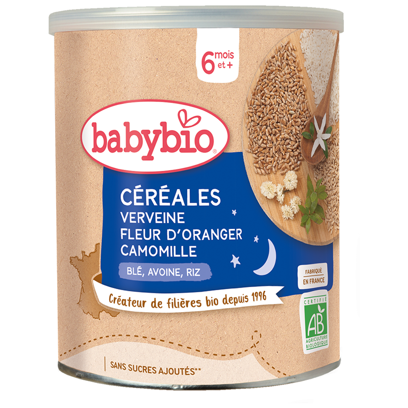 BABYBIO Céréales Verveine Fleur D'oranger Camomille 220g – dès 6 mois