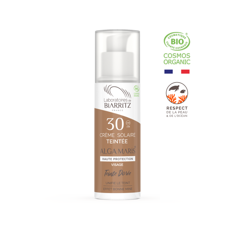 BIARRITZ ALGAMARIS crème solaire Teinté DORÉ spf 30 | 50 ml BIARRITZ ALGAMARIS crème solaire Teinté DORÉ spf 30 | 50 ml