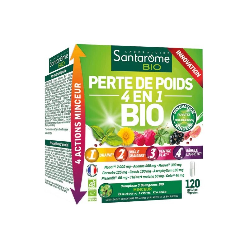 SANTAROME Minceur Perte de Poids 4 en 1 BIO | 120 gélules