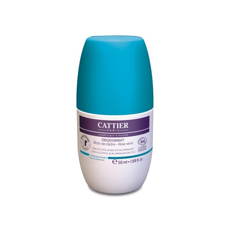 CATTIER Déodorant roll on Bois de cèdre & Aloe Vera Fraîcheur marine - 50ml