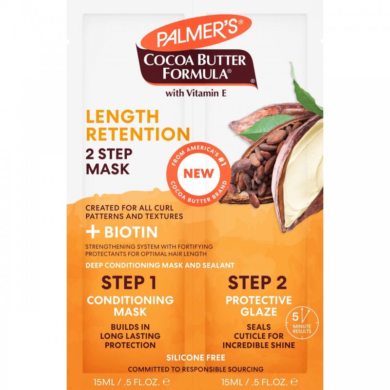 PALMER'S MASQUE CHEVEUX 2 STEPS CACAO ET BIOTIN ACCELERATEUR DE POUSSE 15ML*2