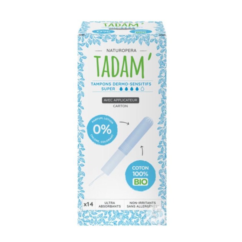 TADAM TAMPONS DERMO SENSITIFS SUPER AVEC APPLICATEUR EN CARTON B14