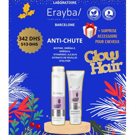 ERAYBA PACK ZENACTIVE Z12r Preventive Shampoo 250 Ml + ZENACTIVE Z10r Revitalising Mask 150 Ml + TROUSSE ET CHOUCHO OFFERT