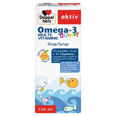 DOPPEL HERZ AKTIV Oméga-3 Multivitamines Junior | 150 ml