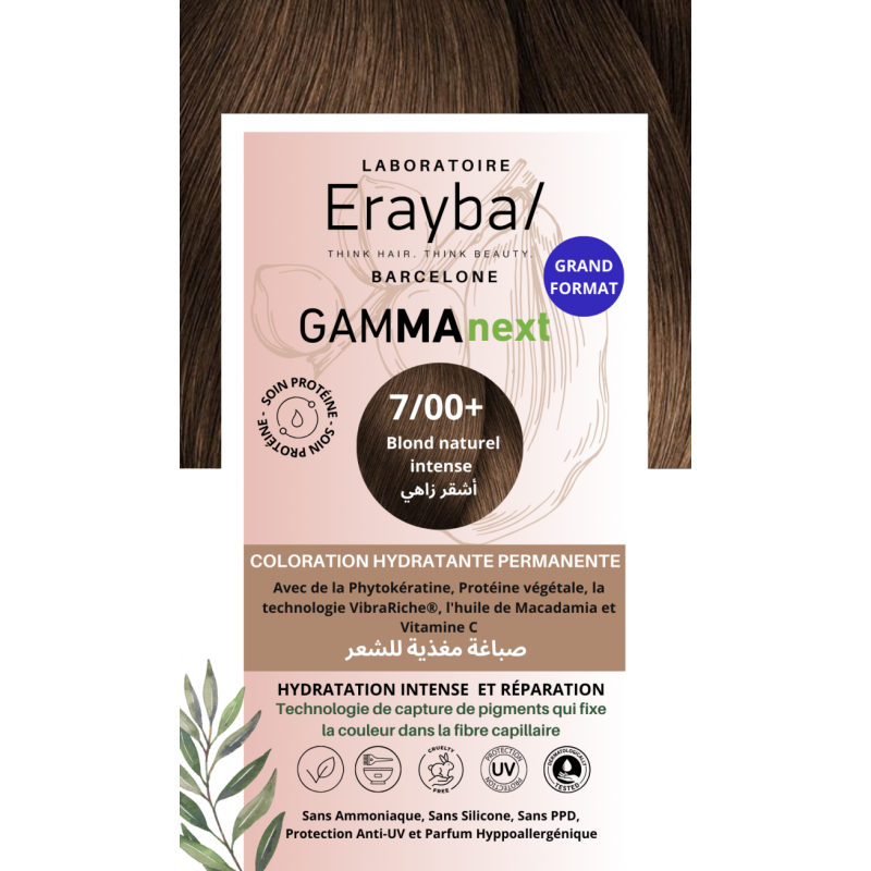 ERAYBA COLORATION HYDRATANTE  PERMANENTE BLOND NATUREL INTENSE N°7.00+