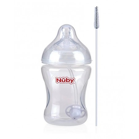 NUBY biberon anti-reflux et anti-collique avec paille 240 ml + 0 mois