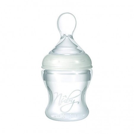 NUBY BIBERON SOUPLE AVEC CUILLERE EN SILICONE