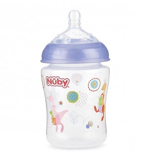 NUBY biberon en polycarbonate imprimé avec tétine SoftFlex 180ml + 0 mois