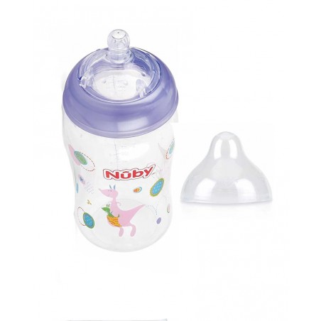 NUBY biberon en polycarbonate imprimé avec  tétine SoftFlex 270ml + 0 mois