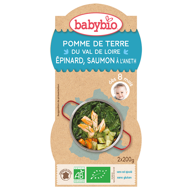 BABYBIO Epinards Saumon 2x 200G