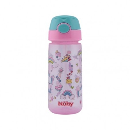 NUBY GOBELET PAILLE SOUPLE ET BOUTON PUSH EN TRITAN 540ML +3ANS