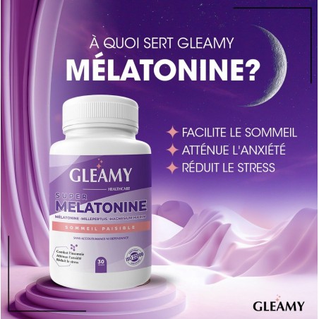 GLEAMY Super Mélatonine | 30 gélules