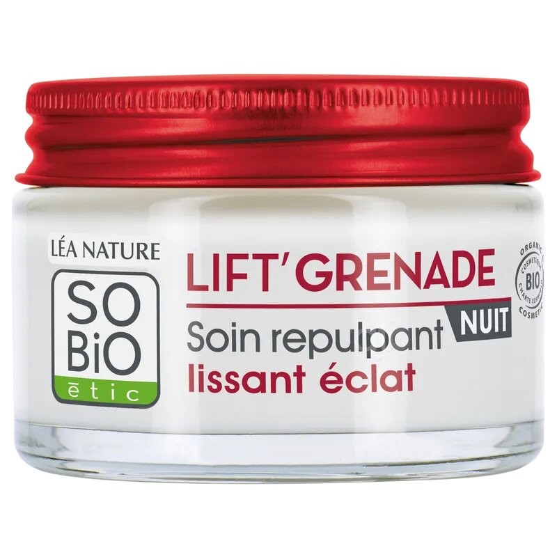 SO'BIO ETIC Lift'Grenade Soin Repulpant Lissant Éclat Nuit | 50 ml