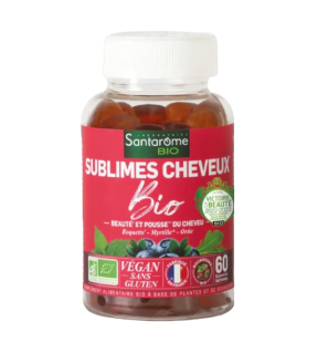 SANTAROME BIO Gummies Sublimes Cheveux Bio - Pousse du Cheveu | 60 Gummies