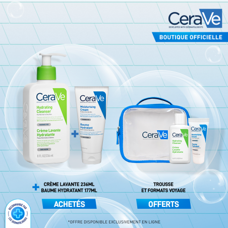 CeraVe OFFRE Crème Lavante Hydratante 236ML + Baume Hydratant Nourrissant Peau Sèche à Très Sèche | 177ml