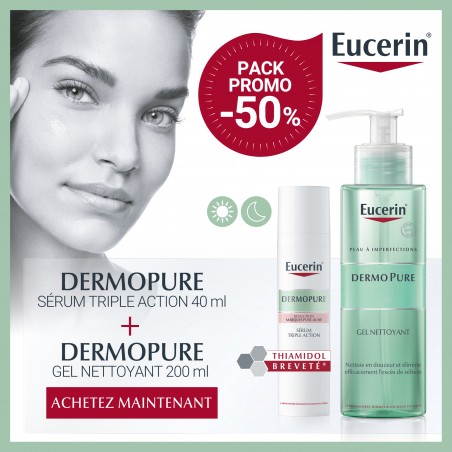 EUCERIN PACK DERMOPURE Triple Effect sérum + DERMOPURE gel nettoyant 200 ml