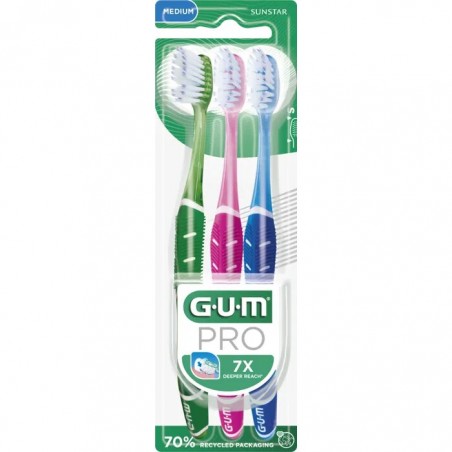 GUM BROSSE A DENTS TECHNIQUE PRO MEDIUM PACK TRIO REF 528