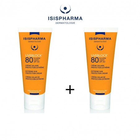 ISISPHARMA PACK UVEBLOCK INVISIBLE CREAM 40ML SPF80 + UVEBLOCK INVISIBLE CREAM 40ML SPF80 OFFERT
