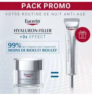 EUCERIN PACK HYALURON FILLER 3x EFFECT Soin de Nuit + Contour des Yeux Anti-Rides SPF15 15ml OFFERT