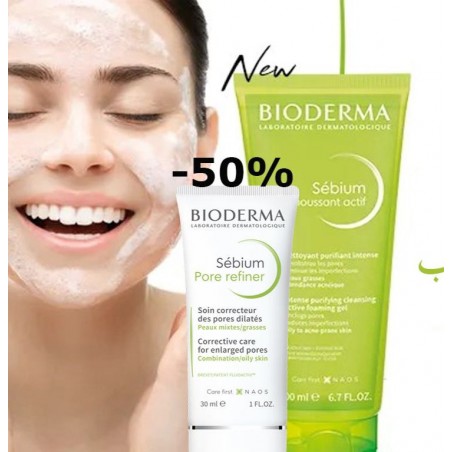 BIODERMA PACK SEBIUM GEL MOUSSANT ACTIF 200ML + SEBIUM PORE REFINER 30ML